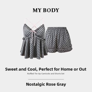 Mybody | Summer Ruffle Thin Strap Sleepwear Set
