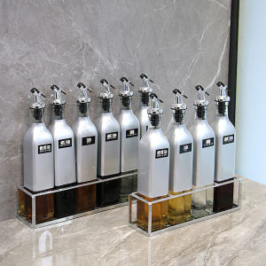 YALINJIAJU | Leak-Proof Glass Seasoning Bottle Set with Rack