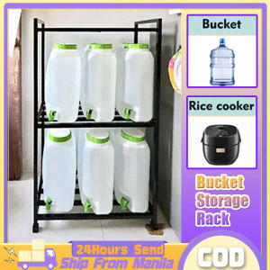 3 Layers Water Gallon Rack Stand Heavy Duty Stainless Steel Water Tank Bracket With Tiles Dispenser Water Tank Bracket Thickened Metal Rack Microwave Oven Stand Mineral Water Tank Bracket High Load-Bearing Space Saver