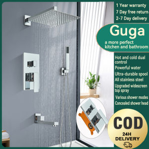 GUGA Shower Set 304 Stainless Steel Wall Mounted High Quality Rain Shower Set with Handheld Shower Head