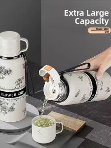 Stainless Steel Insulated Water Bottle Large Capacity Portable Floral Design for Men And Women Tea Or Water Flask HD Brand