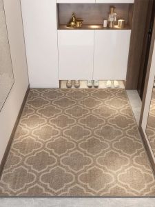 Elegant Entrance Door Mat Anti-Slip Durable Polyester Fiber Geometric Pattern Modern Simple Style Home Entrance Rug