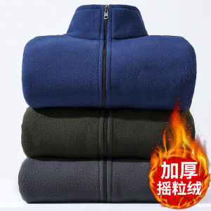 Thickened Fleece Mens Jacket Autumn Winter Loose Fit Dad Style Coat Warm Fluffy Outerwear Business Casual Fashion City Wear