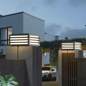 SXH  Solar Pillar Lamp Outdoor Waterproof Modern malist Villa Balcony Pillar Lamp Courtyard Gate of Bounding Wall Pillar Lamp