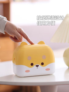 Mini Press Top Doge Cat Desktop Garbage Can Office Multi-Function Storage Cartoon Tissue Box Household Waste Disposal