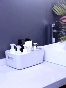 Sundries Storage Box Desktop Finishing Cosmetics Storage Box Kitchen Bedroom Plastic Sundries Basket