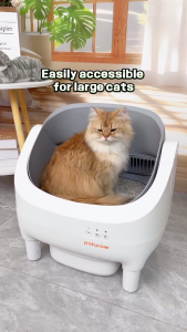Pokpaw Smart Cat Litter Box Automatic Self Cleaning 76L Large Space for Multiple Cats Anti-Odor Anti-Pinch Wi-Fi with Tuya Malaysia Stock