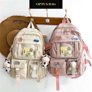 Balo nữ balo đi học Ulzzang Hàn Quốc cao cấp màu nhẹ dịu túi trong thiết kế cực đẹp model 2021 🌈 Hàng Loại 1 - OPTUS BALO