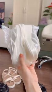 HOÀN TIỀN 15% - Dép nữ đế xuồng dây chéo đế 5cmDép xuồng quai ngang 2 màu đen trắng da mềm xinh xắn