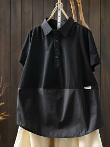 SUOSHE | Polo Collar Splicing Loose Oversized T-shirt Extra Large