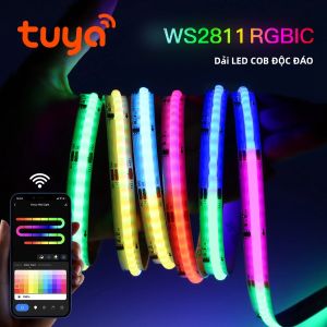 Dải Đèn LED RGBIC COB WS2811 Neon Thông Minh Đồng Bộ Nhạc Qua WiFi Điều Khiển Bằng Giọng Nói Alexa Trang Trí Phòng 12V 576 Đèn LED/m Băng Đèn Neon