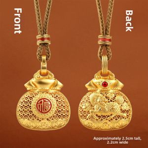 Vintage Filigree Qilin Hollow Lucky Bag Pendant Necklace