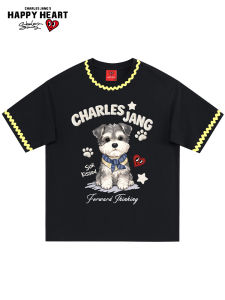 CHARLES JANGS HAPPY HEART | Short Sleeve T-shirt Summer Loose