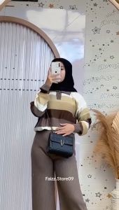 Oneset Polo Lonny Oversize Setelan Celana Kulot Rajut Premium Lengan Panjang Wanita Kekinian