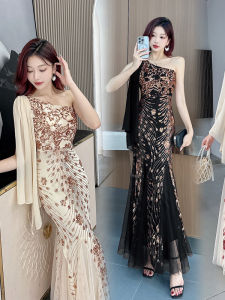 New Elegant Champagne French Host Mermaid Evening Dress