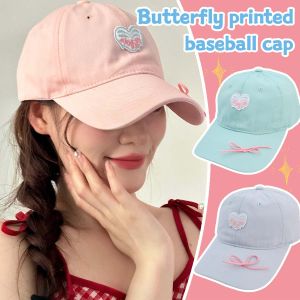 Love Embroidered Bow Baseball Hat Women Soft Cotton Sun Visors Hat Korean Girl Peaked Cap Outdoor