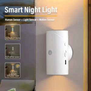 RGB Gradient LED Night Light with Motion Sensor Wall Lamp Rechargeable Ambient Light Dimmable Indoor Lights Magnetic Step Lamp