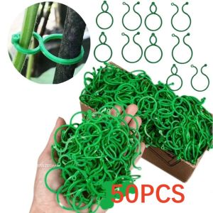 300/50PCS Plastic Garden Vine Strapping Clips Tie Reusable Plant Bundled Buckle Ring Garden Tomato Hook Plants Fixed Tools