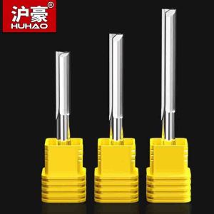 HUHAO 3.175mm 4mm 6mm Shank Straight Slot 2 Flute Milling Cutter Carbide Steel End Mill CNC Wood Router Bit Engraving Bit Tools