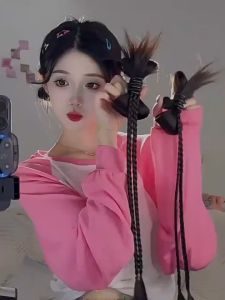 Tóc giả tết nơ kẹp càng cua JN02 💖FREESHIP💖 tóc tết đuôi sam tóc giả nữ tết nơ kẹp tóc nơ Sỉ 28k