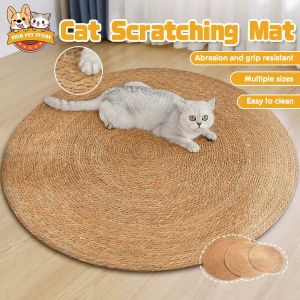 Cat Scratcher Mat Natural Siasl Durable Round Cat Scratch Board Summer Cooling Kitten Sleeping Pad