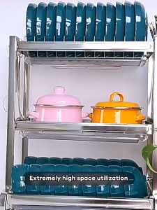 XTEN Thickened 304 Stainless Dish Rack with Drainer Dish Drying Rack Plates Organizer Storage Kitchen Racks