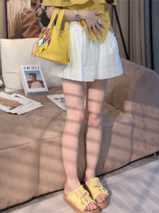 Quần Short Nữ Cạp Cao Màu Trơn Phong Cách Mỹ Mùa Hè 2025 Quần Ống Rộng Đa Năng Cho Phụ Nữ Nhỏ Nhắn