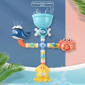 Baby Bath Toy Suction Cup Water Spinner & Pipe Set Shower Faucet Spray Toy for Toddlers Educational Bath Time Fun Sensory Play