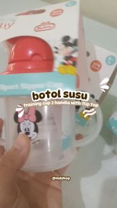 Gelas bayi Botol Susu Disney Training Cup 2 Handle with Flip Top Straw Mickey Minnie