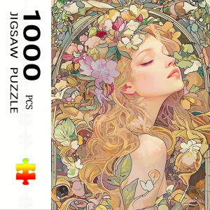1000pcs Adult Puzzle 27.56x19.69 Inches Large Size Beautiful Flower Girl Design – Perfect for DIY Creative Fun with Family