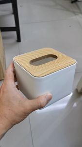 กล่องทิชชู่ป๊อบอัพ ฝาไม้ ขนาด 11x11x8.5 ซม.
