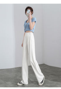 150cm Small High Waist Loose Pants Cropped Suit Pants Women 145 Short Summer Straight Drooping Suit Pant