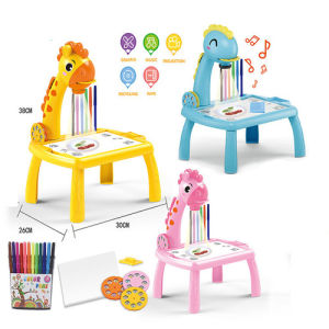 Children LED Projector Drawing Board Kids Painting Montessori Educational Learning Writing Tablet