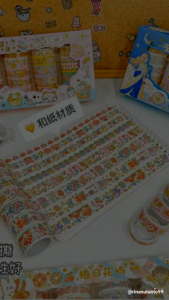 (BOS) Stiker Tape Kartun Gadis Washi Set Lucu Kartun Tangan Akun Stiker Hias Tape Perlengkapan Alat Tulis 20 roll/box