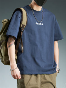 Jumadun American Style Summer Heavyweight Pure Cotton Short Sleeve Mens Loose Fit T-Shirt Trendy Brand Casual Breathable Tee