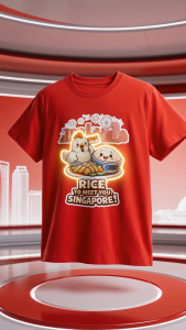 Singapore National Day Kids Red T-Shirt Family Matching Outfit - RICE TO MEET YOU Singapore