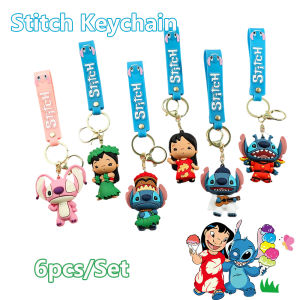 Stitch Hula Keychain Tropical Series PVC Figure Disney Lilo & Stitch Dancing in Jungle Grass Skirt Key Ring Hawaiian Theme Ba