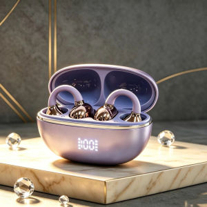 Clip On OWS Open Ear Wireless Earbuds LED Digital Display HiFi Stereo Noise Reduction Sports Bluetooth Headphones Long Battery L