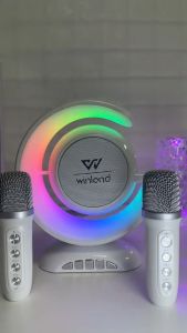 Winland Karaoke Speaker Bluetooth Portabel dengan 2 MIC Nirkabel untuk Anak-anak dan Dewasa dengan Lampu Led Hadiah untuk Pesta Rumah Ulang Tahun /Generasi 3