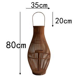 JK Jkmoodesign Vintage Floor Candlestick Natural Bamboo Lantern Model Room Garden Hall Decoration Set
