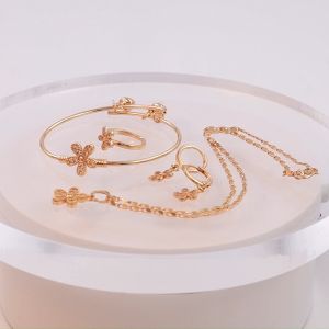 Hyl Jewelry 110S - Set Perhiasan Titanium Wanita Lapis Emas Silver Anti Karat Asli Dewasa Murah Korea Gelang Dan Cincin Perak Antikarat Termurah Tidak Luntur Untuk