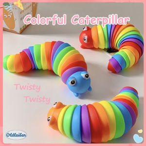 Oldlaiben Rainbow Caterpillar Toy Slug Toy Fidget Toy Baby Sensory Toy Stress Relief Toys Mainan Baby