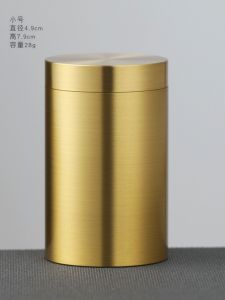 Brass Tea Cans Travel Sealed Household Portable Pure Brass Sealed Cans Small Tea Jar Tea Jar Stall Large Amount of Hair