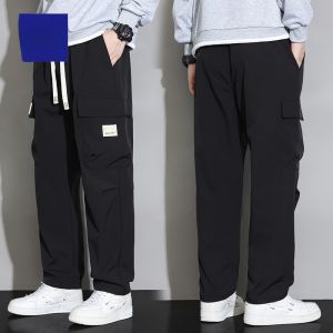 ROMON | Romon Mens Workwear Pants Loose Fit American Style Trendy Handsome Cuffed Long Casual Sports Autumn Winter New Arrival