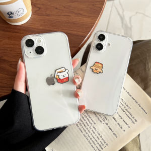 Cartoon Line Dog Silicone Phone Case Couples Style  15Plus 16ProMax Compatible Clear Soft Protective Cover for Women