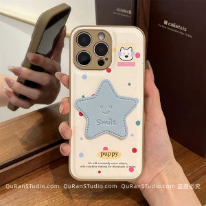 Creative Dog Star Design Phone Case for Apple 16 pro Womens Style Precision Holes Leather Texture Crossbody Strap Trendy Small Batch