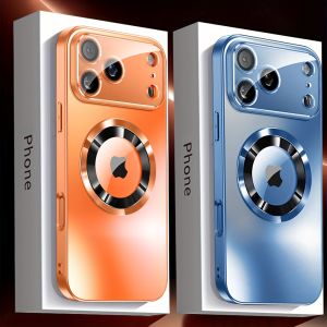 Luxury Titanium Metallic Matte Case For iPhone 17 16 15 14 13 12 11 Pro Max Plus For Magsafe Glass Lens Protection back Cover