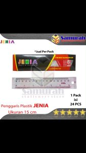 Penggaris Plastik Jenia 15 cm Per Box isi 24 Pcs / Garisan Mika pendek 15 sentimeter / Glass Ruler