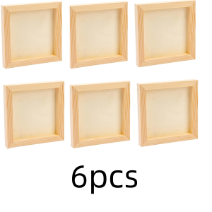 6Pcs Unfinished Square Wood Panels4x4"/10x10cmBlank Wooden Canvas Cradled Painting Boards for DrawingWood Burning DIY Arts
