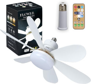 Ceiling Fan Light E27 LED 30W Mute Electric Ceiling Fan Light with Remote Control Lighting Living Room Study Room